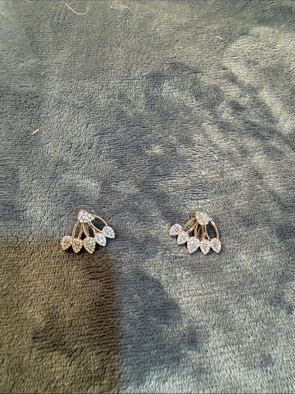 Gold Crystal Fan Cluster Earrings - Unbranded
